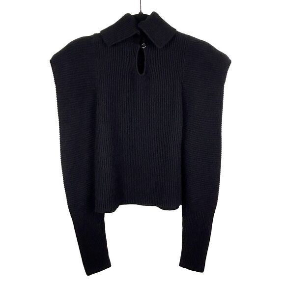 A.L.C. Maura Sweater Statement Puff Shoulder Black Ribbed Turtleneck Cashmere XS - Picture 6 of 13